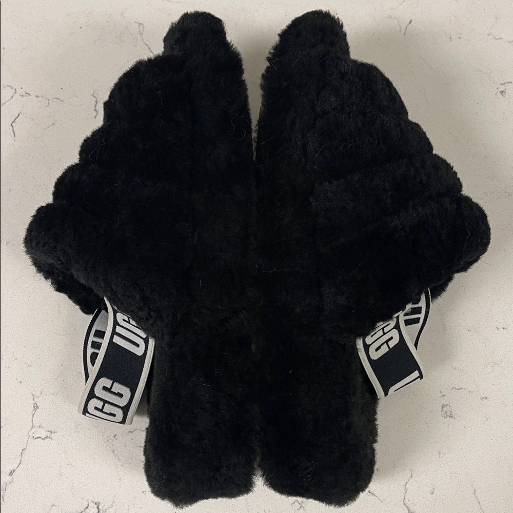 UGG Fluff Yeah Slide Women’s Size 7 Black Fluffy Slides - Picture 7 of 17